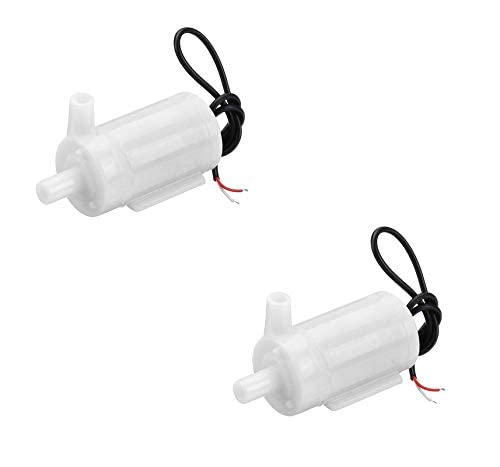 (Pack of 2) Mini Water Pump 3-6 V DC Water Pump, Aquarium, Fish Tank and for School Projects and Models Submersible and Non Submersible Mini Water for Fountain Garden Fish Tanks (White)