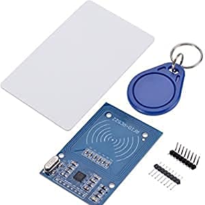 RC522 RFID Kit-13.56MHz RFID-RC522 Reader/Writer Module+Standard Blank RFID Chip+Straight Header Strip+Right-Angle Header Strip+A Special Shaped RFID Tag Keychain