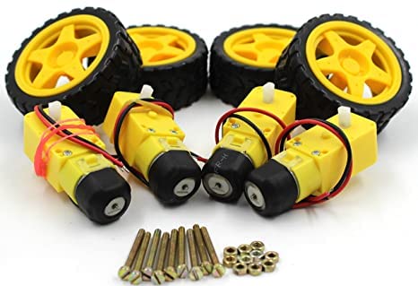 DC BO Motor Kit- (100RPM) with Soldered Wires = 4 Qty, Smart Car Robot Gear for Arduino (BO Motor with Wheel Pair of 4) - Image 2