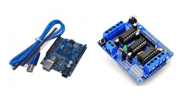 Arduino UNO R3 ATmega328P With USB Cable Black/Blue And L293D Motor Driver For Arduino Combo