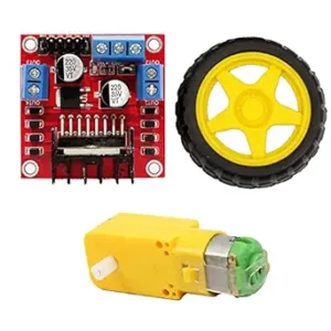 Robotic car kit including L298N 2A Based Motor Driver Controller Module+100RPM Dual Shaft BO Motor (4pcs)+4 x 65mm Robot Wheel-Combo