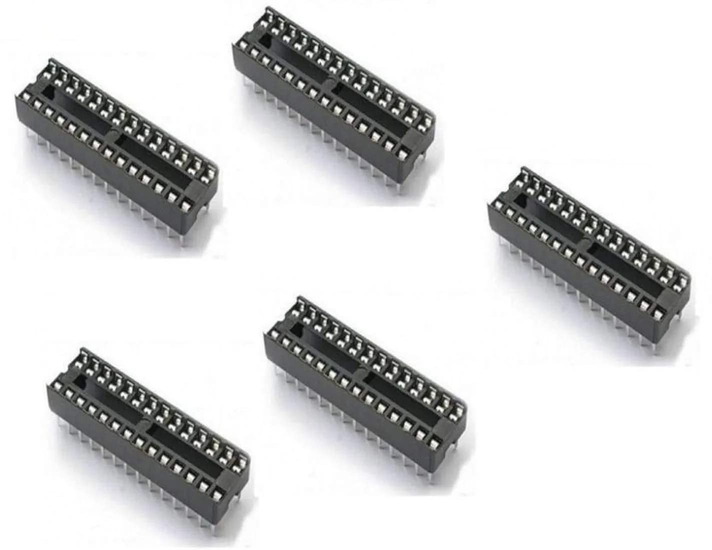 28 Pin DIP IC Socket-Base-Connector for Microcontrollers and IC's (Pack of 5)