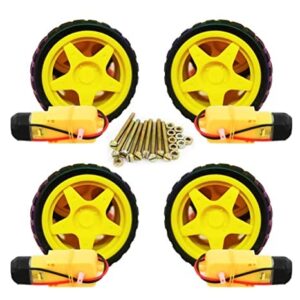 DC BO Motor Kit- (100RPM) with Soldered Wires = 4 Qty, Smart Car Robot Gear for Arduino (BO Motor with Wheel Pair of 4)