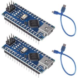 Compatible with Nano V3.0 Board ATmega328P 5V 16MHz Micro Controller Board Module CH340G Chip with USB Cable for Arduino (Pack of 2)