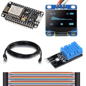 IoT Kit compatible with Arduino IDE /ESP8266 Starter Kit/Weather Station Kit with ESP8266 Development Board, 0.96" OLED, DHT11 Temperature and Humidity Sensor, onnecting cables and wires